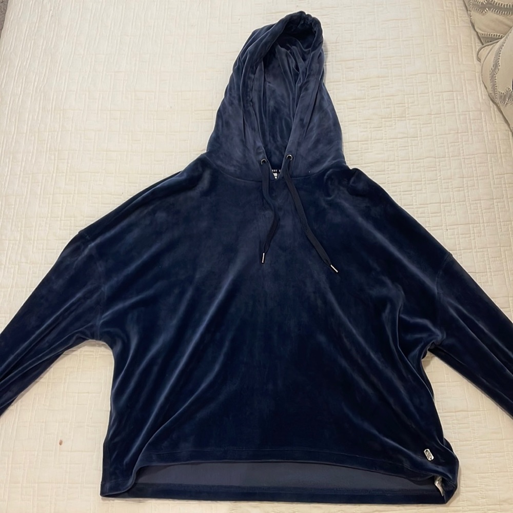 Navy Blue velvet/velour hoodie from DKNY!